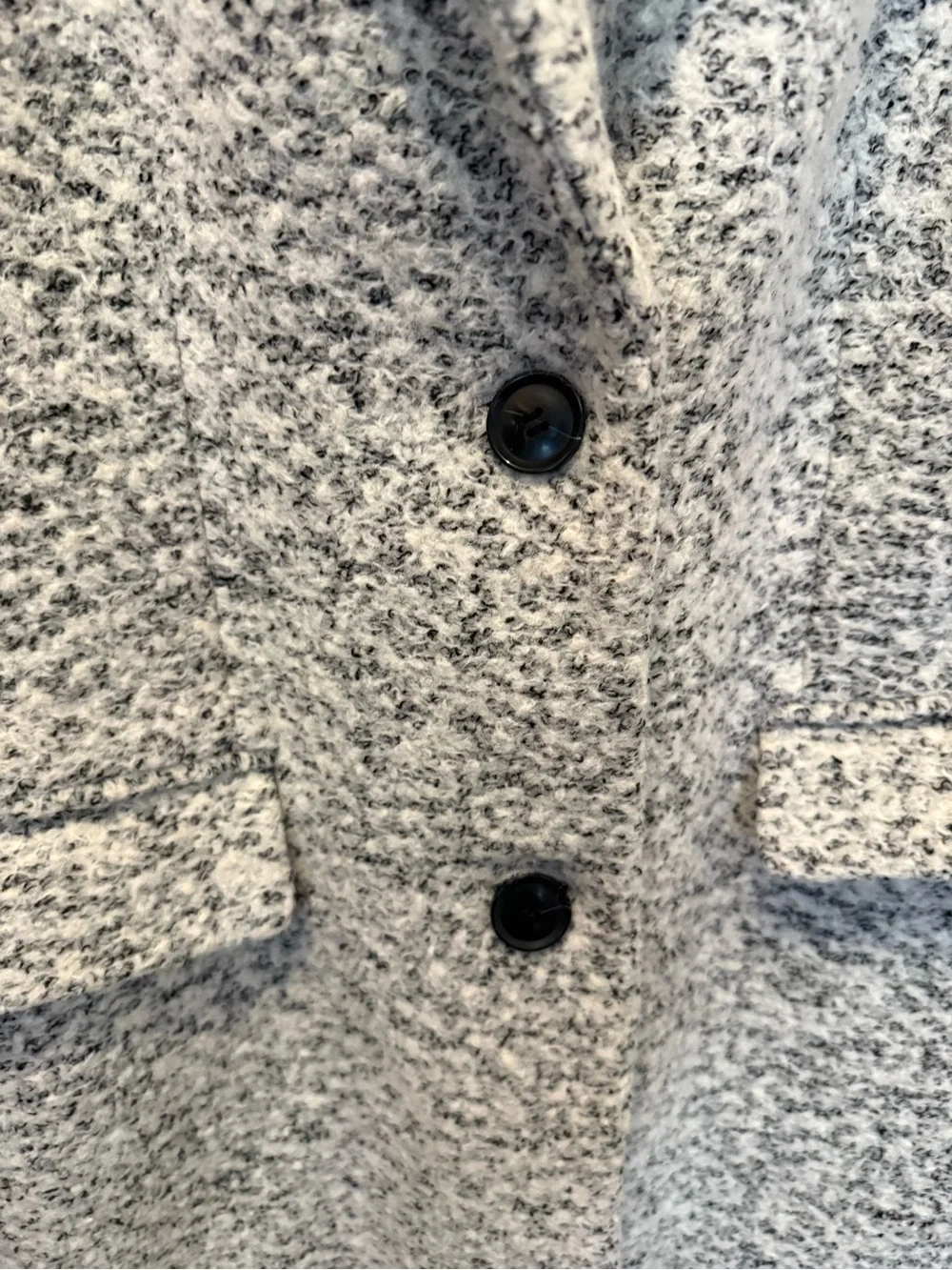 LOFT Black and White Bouclé Single-Breasted Pea Coat - Lined, Heavy Weight